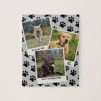 Vintage Retro Instant 3 Pet Photo Frame Paw Prints Jigsaw Puzzle