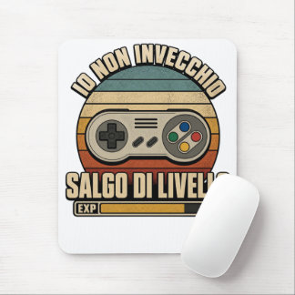 Vintage Retro Italian Gamer Level Up Mouse Pad