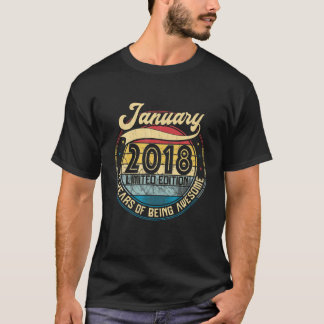 Vintage Retro January 2018 4Th Birthday Gift 4 Yea T-Shirt