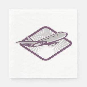 Vintage Retro Jet Aeroplane Aviation Napkin