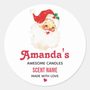 Vintage Retro Jolly Old Santa Claus Candle or Soap Classic Round Sticker