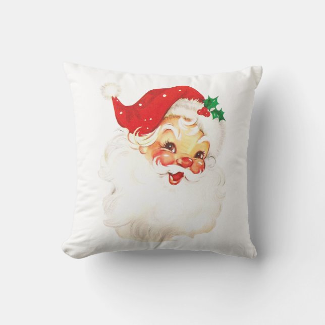 Vintage Retro Jolly Old Santa Claus Christmas Cushion (Front)