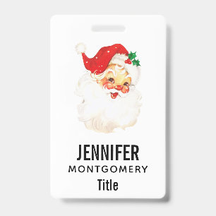 Vintage Retro Jolly Old Santa Claus Christmas ID Badge