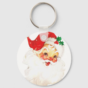 Vintage Retro Jolly Old Santa Claus Christmas Key Ring