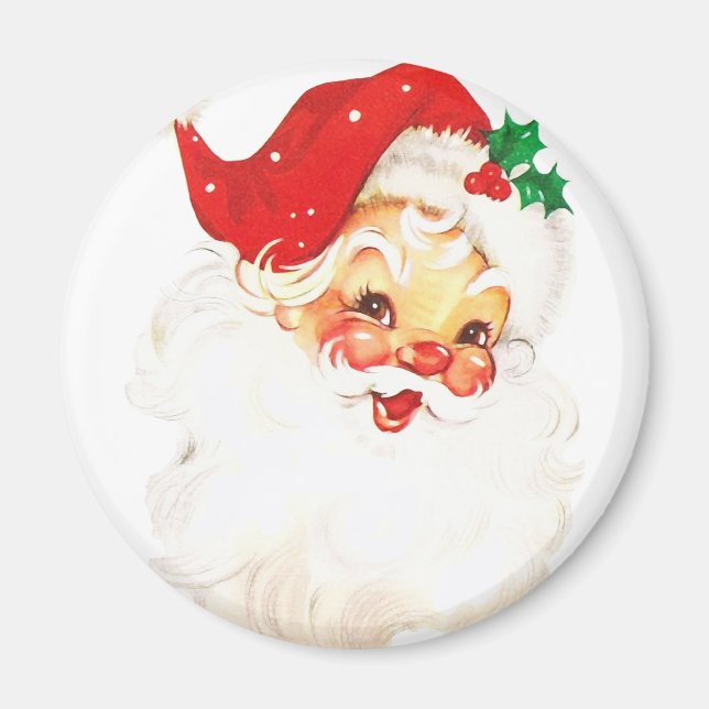 Vintage Retro Jolly Old Santa Claus Christmas Magnet (Front)