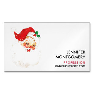 Vintage Retro Jolly Old Santa Claus Christmas Magnetic Business Card