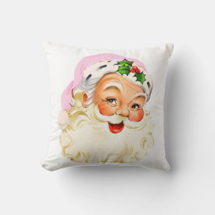 Vintage Retro Jolly Santa Claus Christmas Cushion