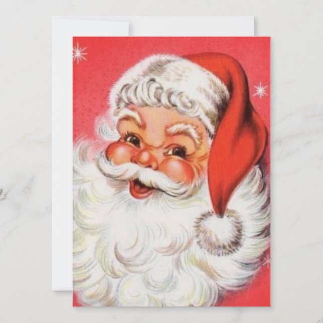 Vintage Retro Jolly Santa Claus Holiday Card (Front)