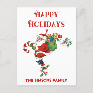 Vintage Retro Jolly Santa Merry Christmas Holiday Postcard