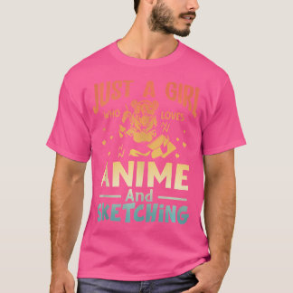 Vintage Retro Just A Girl Who Loves Anime And Sket T-Shirt