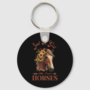 Vintage Retro Just A Girl Who Loves Horses6 Key Ring