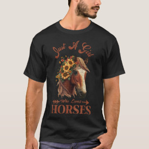 Vintage Retro Just A Girl Who Loves Horses6  T-Shirt