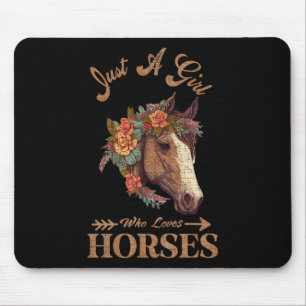 Vintage Retro Just A Girl Who Loves Horses7  Mouse Pad