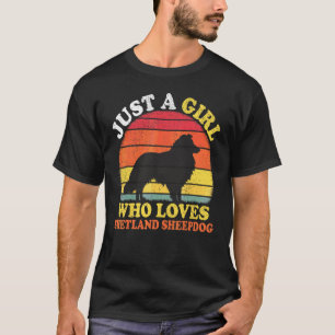 Vintage Retro Just A Girl Who Loves Shetland Sheep T-Shirt