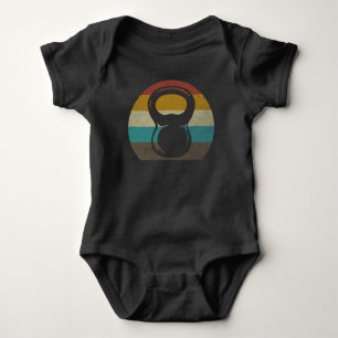 Vintage Retro Kettlebell Gym Workout Baby Bodysuit