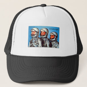 Vintage Retro Kitsch Sci Fi NASA Astronaut Card Trucker Hat