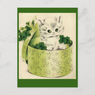 Vintage Retro Kitten Saint Patrick's Day Postcard