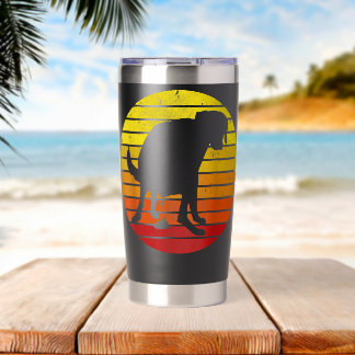 Vintage Retro Labrador Sunset Dog Pooping Funny Pe Insulated Tumbler