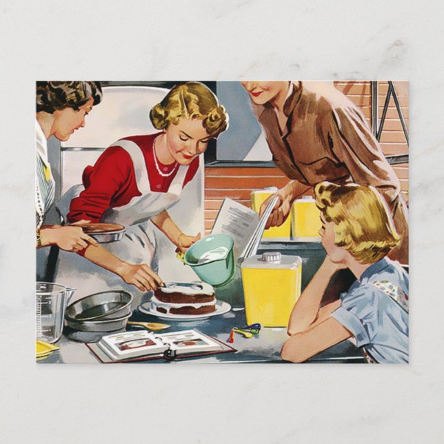 Vintage Retro Ladies Making a Cake  Postcard (Front)