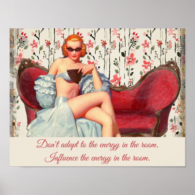 Vintage Retro Lady Confidence & Motivational Quote Poster (Front)