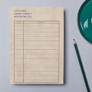 Vintage Retro Library Card Paper Ink Paper