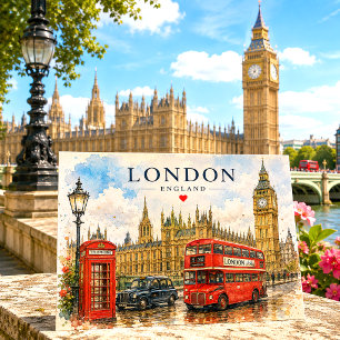 Vintage Retro London Big Ben UK Travel Holiday Postcard