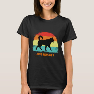 Vintage Retro Love Huskies Siberian Husky Fitted T-Shirt