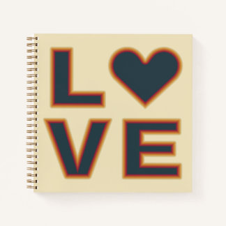 Vintage Retro LOVE Typography Heart Optical Art Notebook