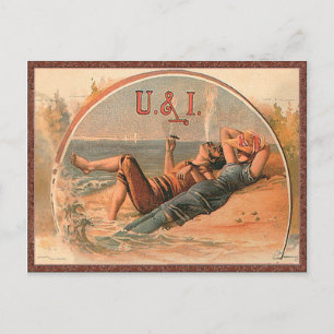 Vintage Retro Love You & I Postcard