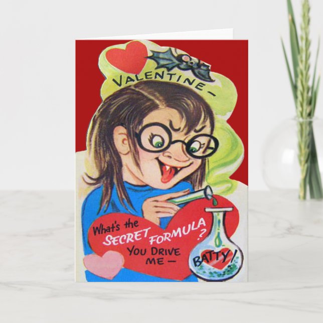 Vintage Retro Mad Scientist Valentine Card (Front)