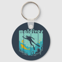 Vintage Retro Maldives Diving Cool Scuba Diver