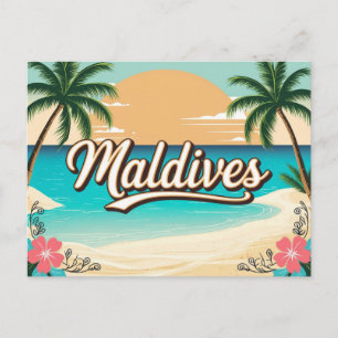 Vintage Retro Maldives Postcard