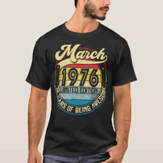 Vintage Retro March 1976 45th Birthday Gift 45 Yea T-Shirt