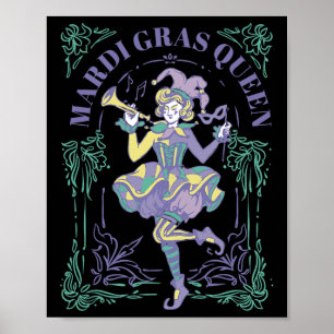 Vintage Retro Mardi Gras Queen New Orleans Carniva Poster