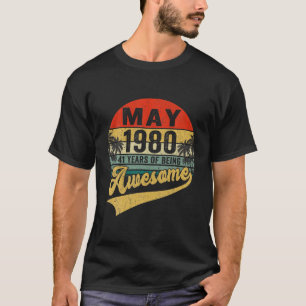 Vintage Retro May 1980 41St Birthday Gifts 41 Year T-Shirt