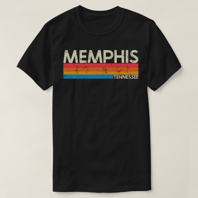 Vintage Retro Memphis Tennessee Distressed  T-Shirt (Design Front)