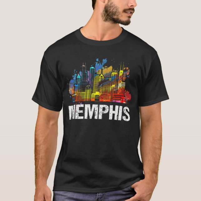 Vintage Retro Memphis Tennessee Skyline Gift T-Shirt (Front)