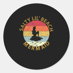 Vintage Retro Mermaid Salty lil’ Beach 70s Mermaid Classic Round Sticker