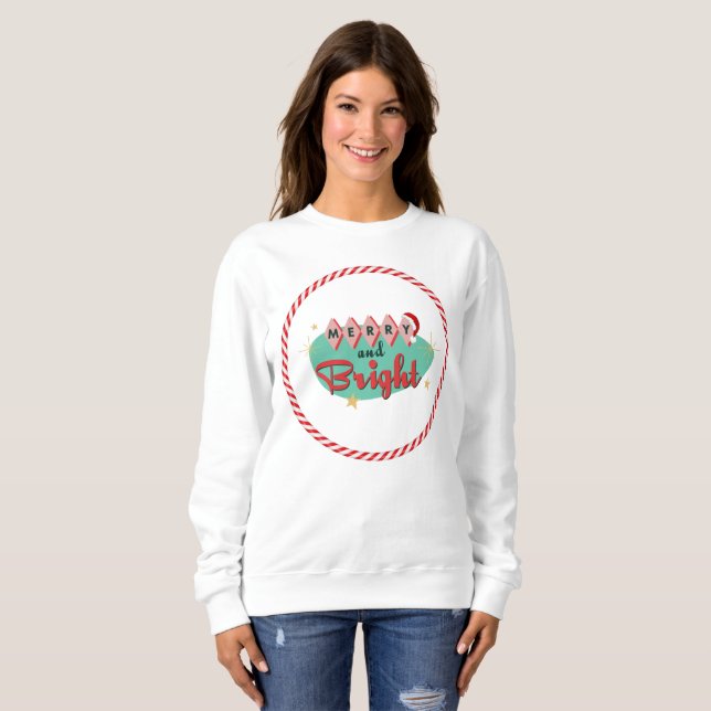 Vintage/Retro Merry & Bright Sweatshirt (Front Full)