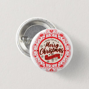 Vintage retro Merry Christmas 3 Cm Round Badge