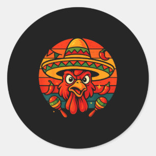 Vintage retro mexican chicken cinco de mayo classic round sticker
