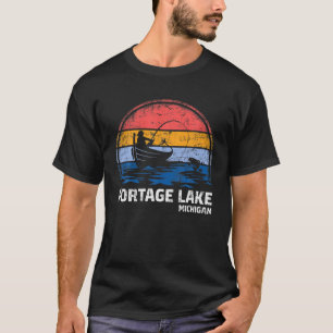 Vintage Retro Michigan Portage Lake Summer Fishing T-Shirt