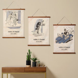 Vintage Retro Mid Century Modern Classic Wedding Hanging Tapestry
