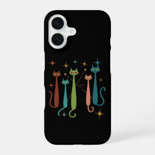 Vintage Retro Mid-Century Modern Look Cats 50s 60s iPhone 16 Case