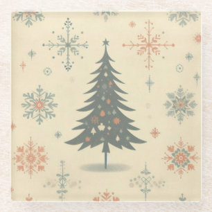 Vintage/Retro modern Christmas/winter Glass Coaster
