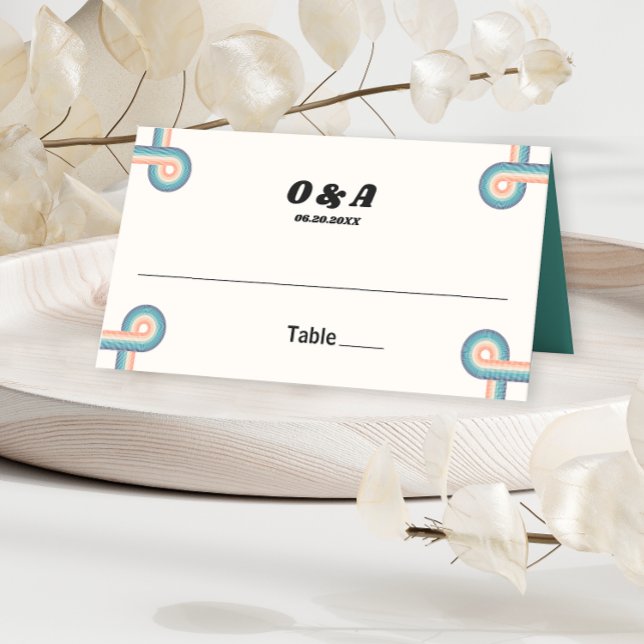 Vintage Retro Monogram Wedding Place Card (Creator Uploaded)