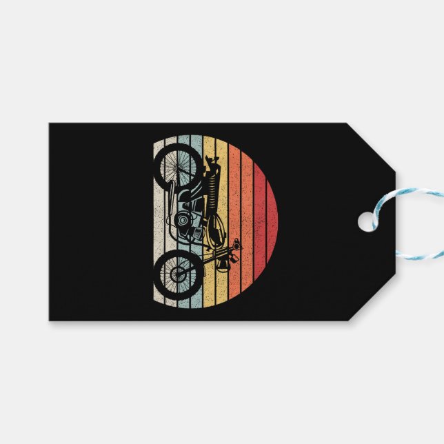 Vintage Retro Motorcycle Gift Tags (Front (Horizontal))