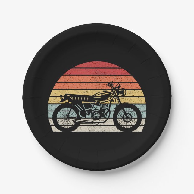Vintage Retro Motorcycle Paper Plate (Front)