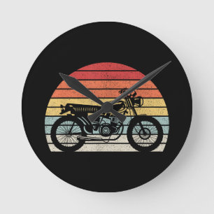 Vintage Retro Motorcycle Round Clock