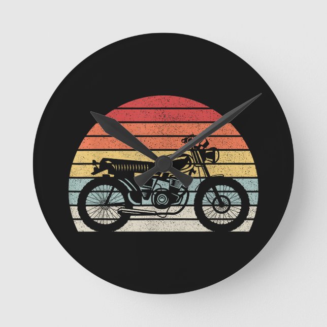 Vintage Retro Motorcycle Round Clock (Front)